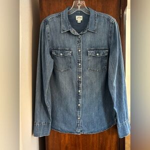 J. Crew Western Blue Chambray Shirt Size 12